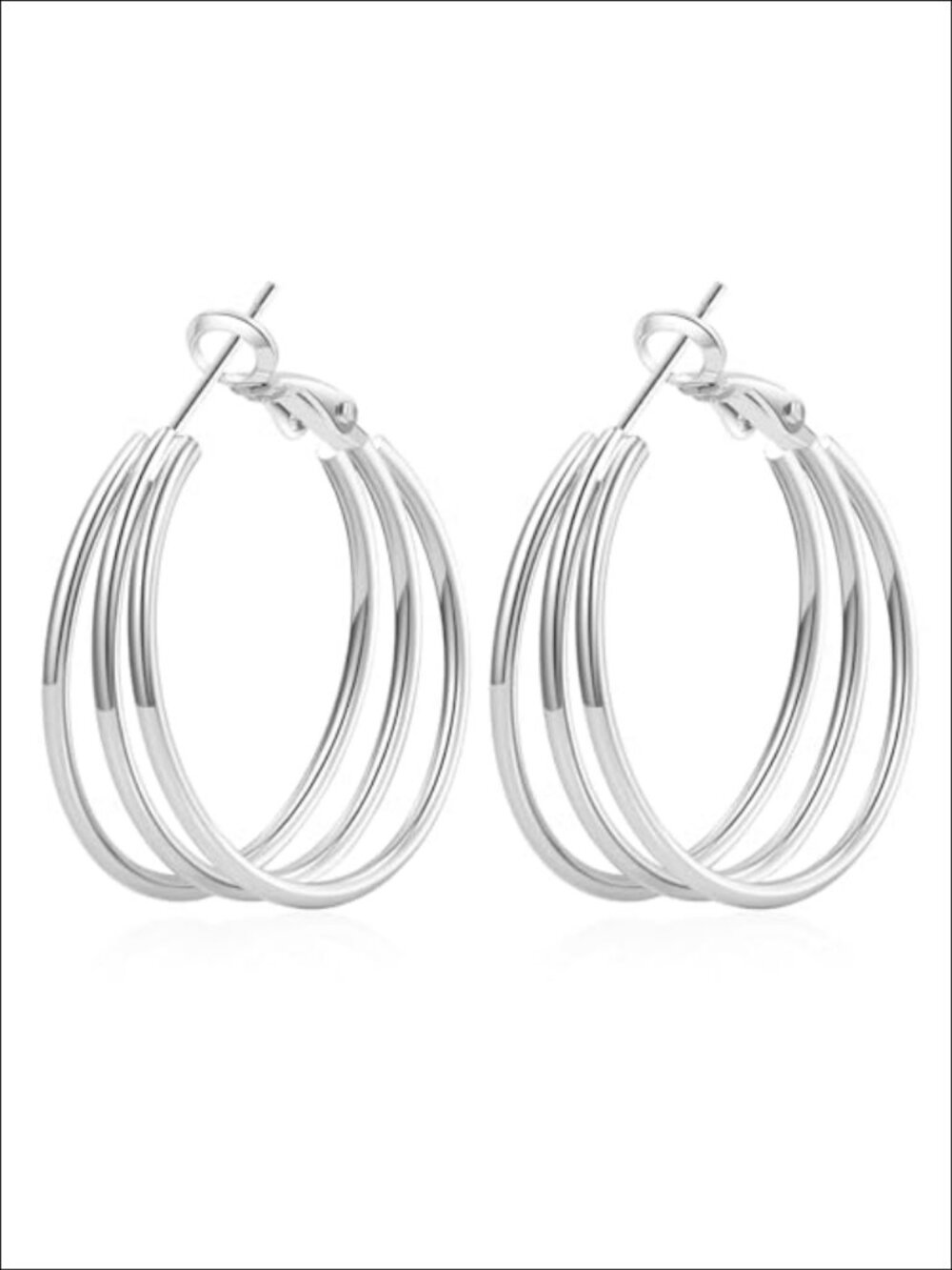 925 Sterling Silver Triple Hoop Earrings Gold Plated Lightweight Hypoallergenic